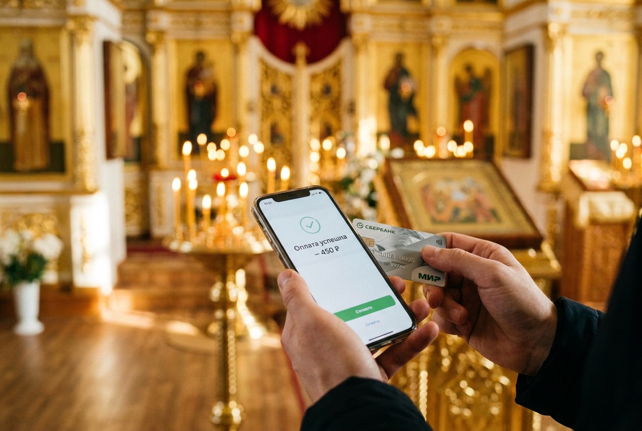 Пожертвование на храм онлайн: оплата картой через телефон
