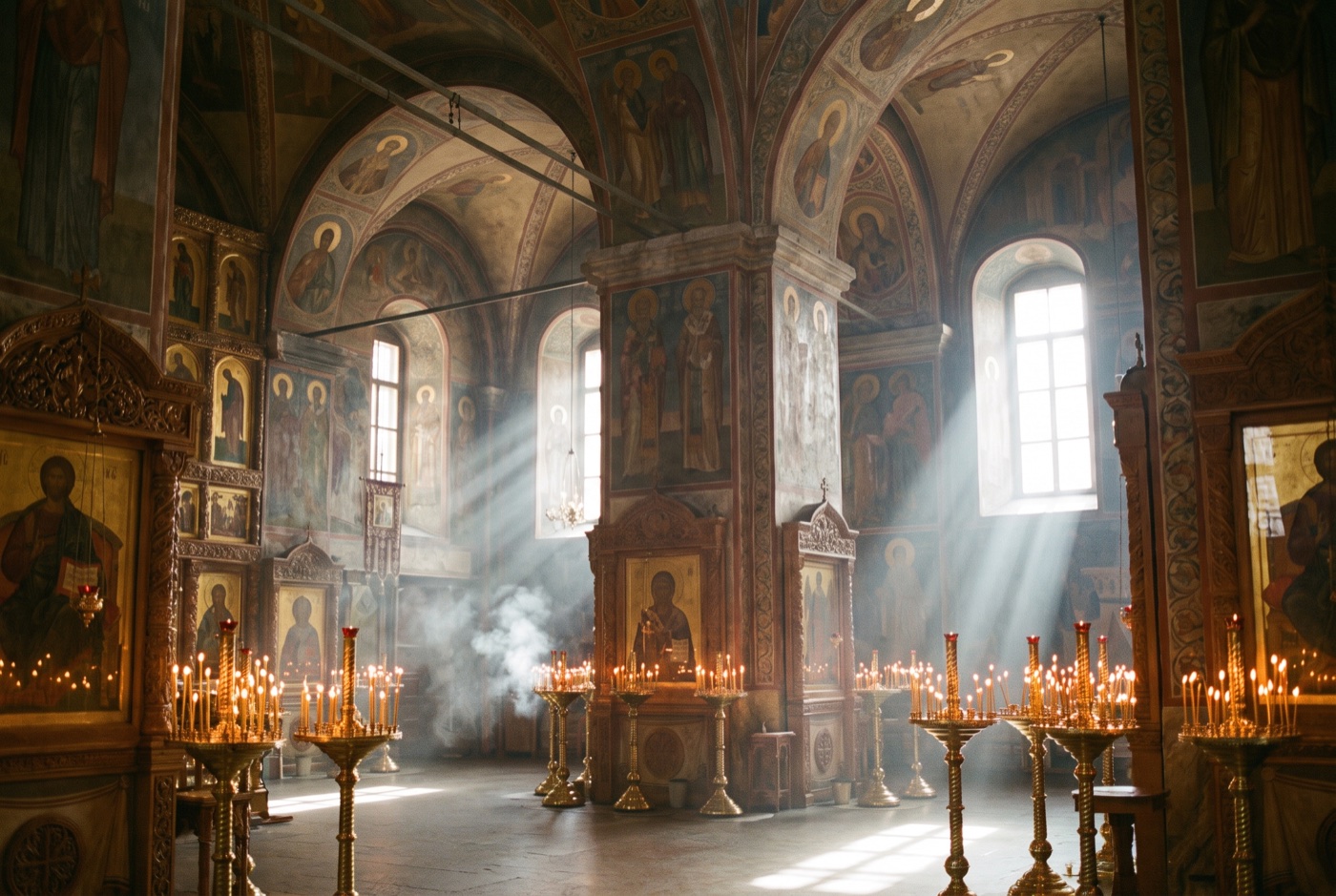 Интерьер православного храма — иконостас, солея, амвон и алтарь